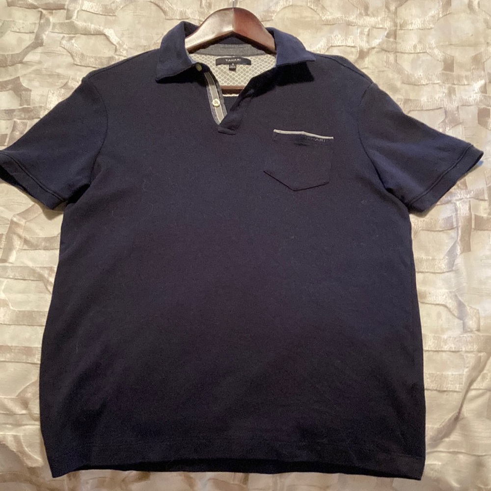 Tahari men’s navy blue polo shirt size S